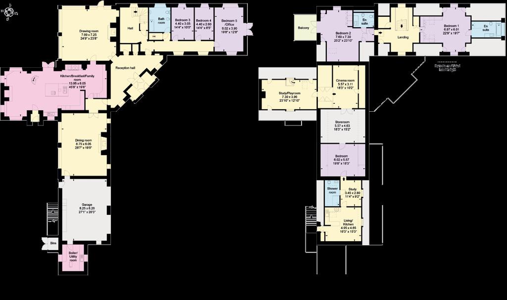 Approximate Gross Internal Floor Area The Grange and Annexe: 7,481 sq.ft (695 sq.m) Outbuildings: 4,134 sq.ft (384 sq.