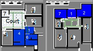 Figure 5: Common rooms & special rooms. It can be seen that the zoning of areas of special provisions in the courtyard housing is greater than the one in the non-courtyard housing.