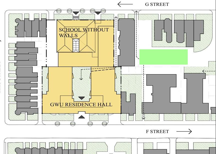 GW Residence Hall Project DMJM CGS Pathways & Linkages/Open Space Goal is to provide pedestrian-oriented connections between open spaces and various uses Provides alternate access to the residence