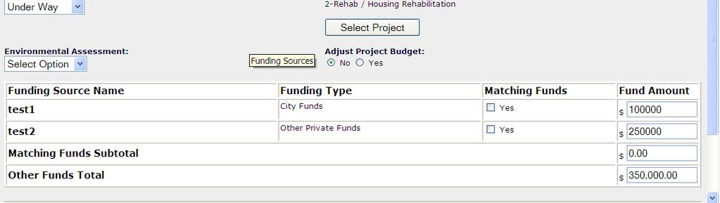 Step 2 - Entering Other Fund Amounts at the Activity Level: Once fund types have been entered at the grant level on the Edit Action Plan screen, they will be available at the activity level in DRGR