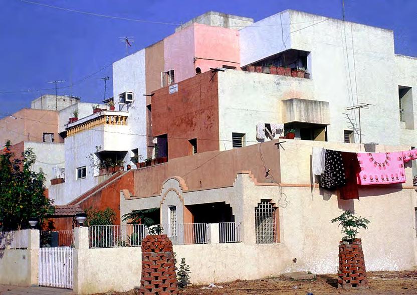 Life Insurance Corporation Housing 1973 To accommodate fluctuating sociocultural needs of n families, Doshi reverses the typical order of a multi-residential building, placing the largest residence