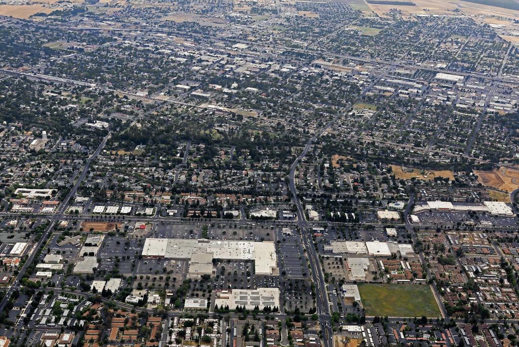 AERIAL SOUTH VIEW MERCED COUNTY FAIRGROUNDS 55,000 DOWNTOWN MERCED