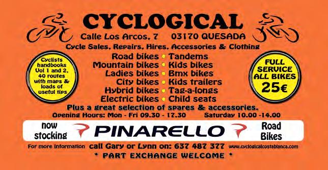 36 The CBPG Magazine 20th July - 16th August 2017 Issue 9 The Costa Blanca Property & Business Guide CYCLOGICAL July 17 TOUR DE JUGUETTE SPORTIF 2017 by Gary and Lynn from Cyclogical in Quesada On