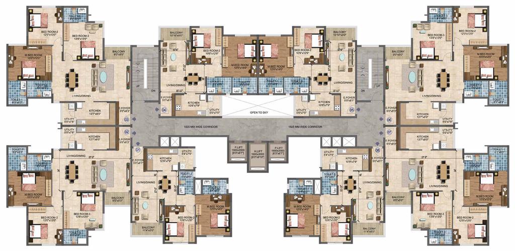 TYPICAL FLOOR PLAN - 1st to 18th TOWER - D CITY VIEW 3 D- 103 to D- 1803 6 D- 106 to D- 1806 Type : 2B+2T 4 5 D- 104 to D- 1804 Type : 2B+2T D- 105 to D- 1805 Type : 2B+2T 2 1 8 D- 102 to D- 1802 D-