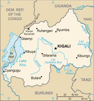Map of Rwanda Population: 10.7 mn (July 2009 est.