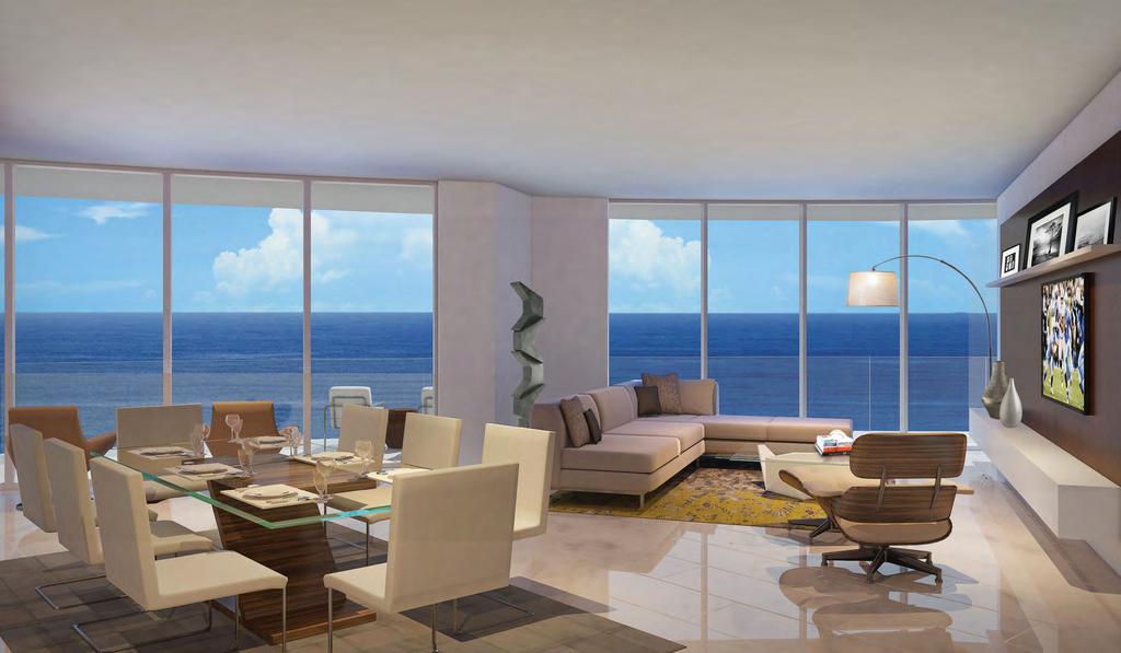 RES ID E NC E F E ATUR ES + E xpansive ocean views with 10-foot ceilings in all living spaces + P rivate elevator access with private vestibules in all residences + S pacious outdoor living rooms