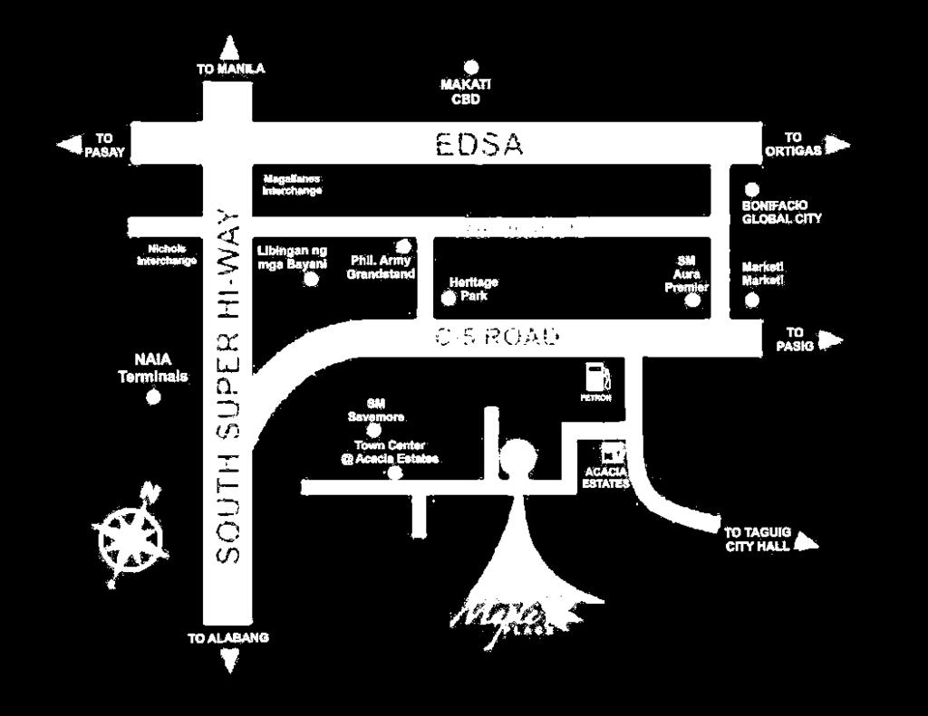 LOCATION MAP Accessible via C-5 Road and a few minutes away from Makati Central Business