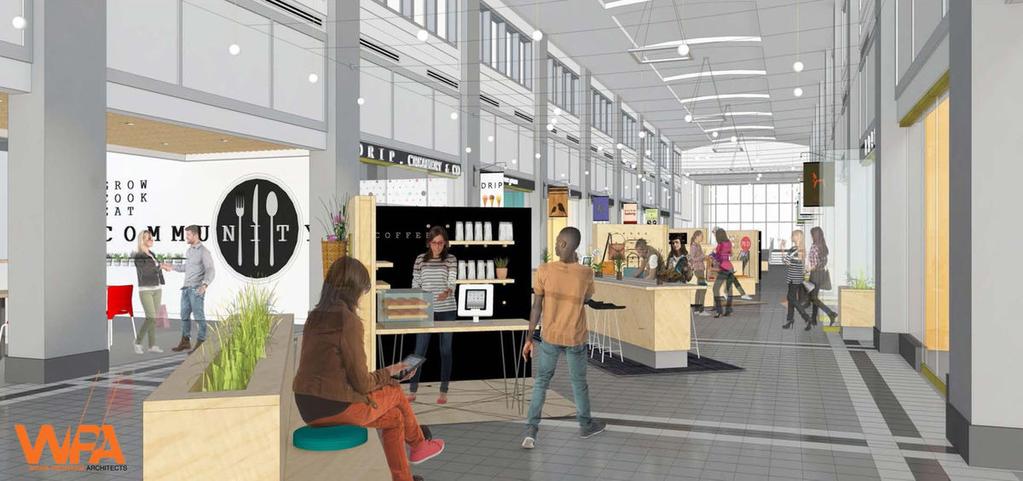 A rendering shows an example of the new food stalls planned for the