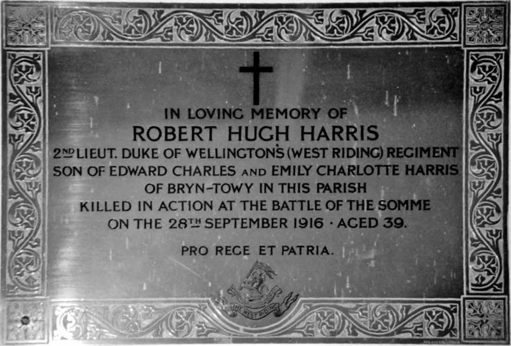 This brass plaque is in Llagunnor Parish Church, Carmanthen, Carmanthenshire, Wales.