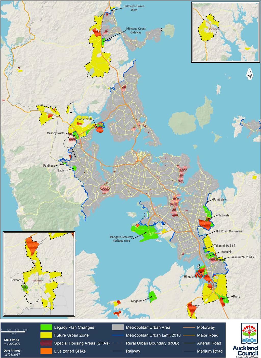 Greenfield land supply The Future Urban Zone (FUZ) in the Auckland Unitary Plan provides over 30 years of greenfield land supply to 2012-2047.