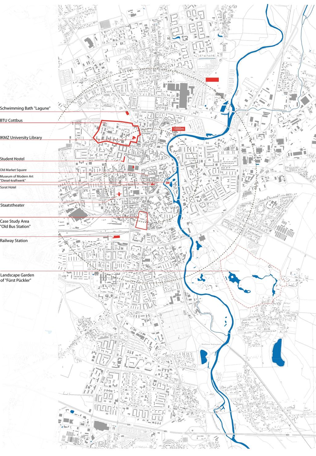 German - Middle East Cooperation for Urban Design and Development Cottbus map