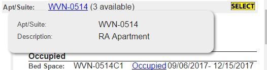 How can I tell if there is a Resident Assistant (RA) in my room? o Click on the apartment/suite name, RA rooms are noted in the description.