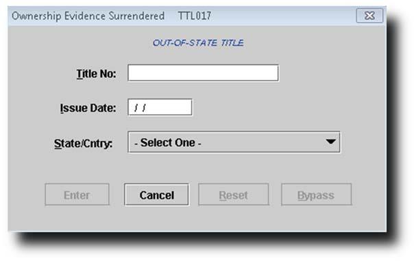 Depending on which ownership evidence type is selected, the Title Number or Issue Date fields may or may not be mandatory. The State/Country field is mandatory in all cases.