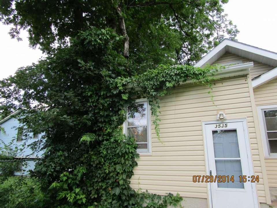 This view of the property shows that Fannie Mae has allowed vines to grow all over the house,