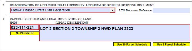 EXAMPLE: FORM P PHASED STRATA PLAN DECLARATION Form P Amended Phased Strata Plan Declaration (32) If a previously filed Form P is being amended, select Amended Form P