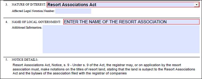 EXAMPLE: RESORT ASSOCIATIONS ACT NOTICE Resort Municipality of Whistler Act Notice Line 1 Resort Municipality