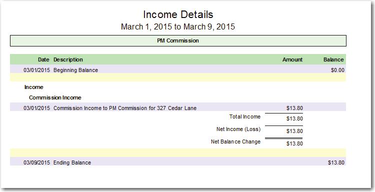 Compile the Income Summary or Income Details reports for the time