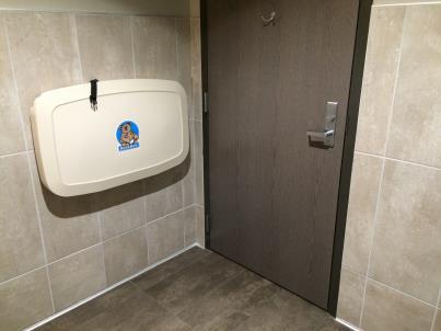 Diaper changing table shall be permitted on the wall facing the front of the water closet in single user, family or