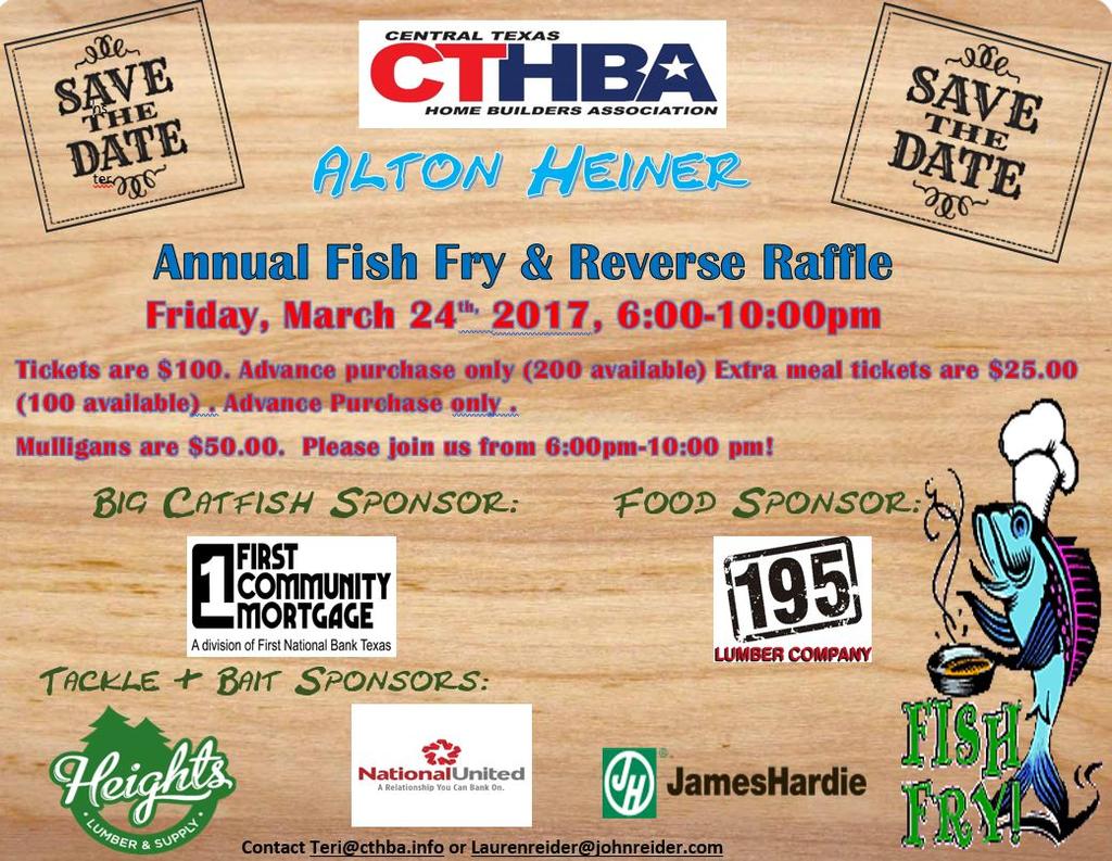 There are still tickets available for the Annual Fish Fry & Reverse Raffle. Get yours today before they sell out!