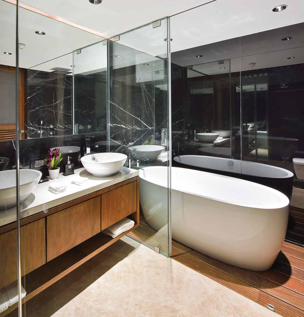BATHROOMS Fittings and fixtures to match international standards.