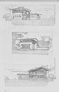 (T) Three typical houses for real estate subdivision for Mr. E. C Waller, River Forest, 1909. Pl. XLVIII.
