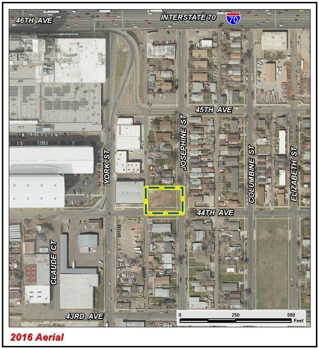 Rezoning Application #2017I-00094 January 31, 2018 Page 3 Existing Context The subject property is at the corner of Josephine St. and 44 th Ave., two blocks south of I-70. Josephine St. is one-way northbound and forms a couplet with York St.