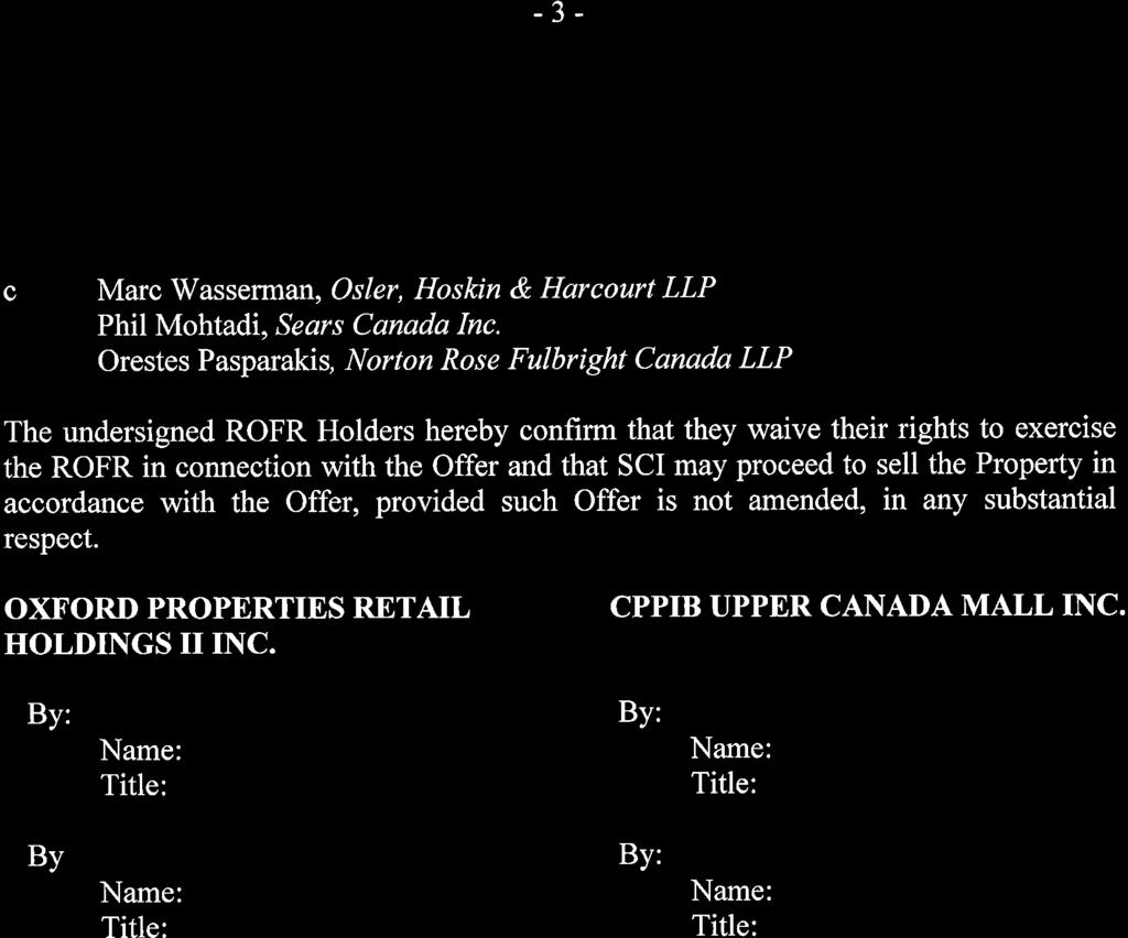 -J- OSIER c Marc Wassennan, Osler, Hoskin & Harcourt LLP Phil Mohtadi, Sears Canada Inc.