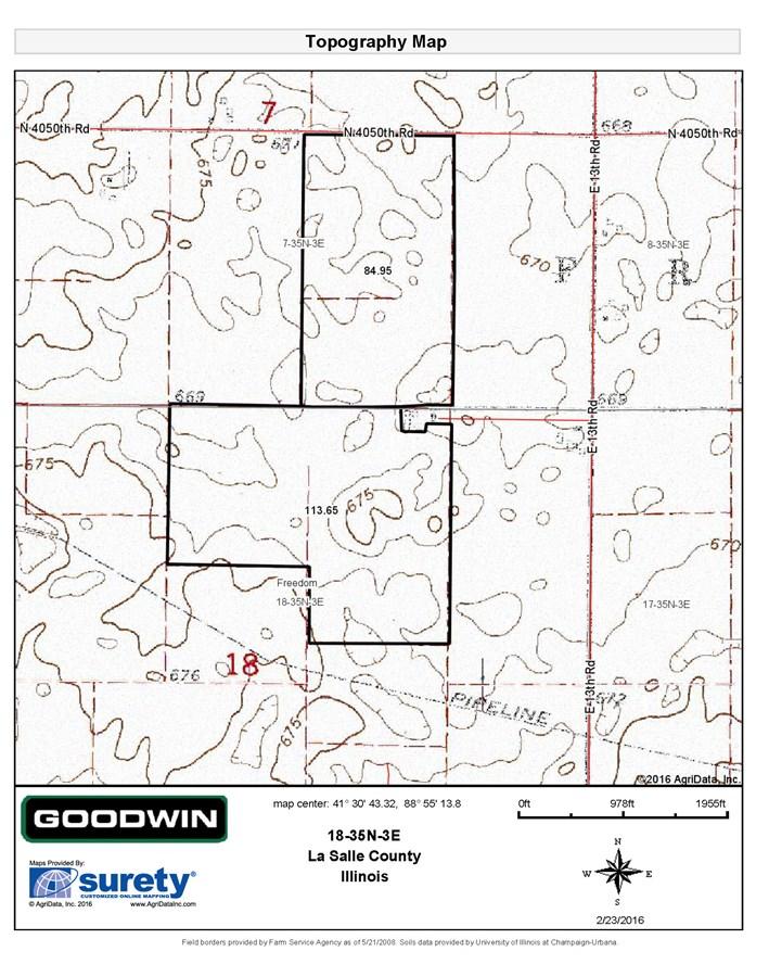 TOPOGRAPHICAL MAP FOR 199 ACRES FREEDON TOWNSHIP,
