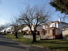 Tree-lined streets with single-family houses (many with secondary rental suites) surround Kingsway to the north and south, with the majority of commercial shops and services concentrated on Kingsway
