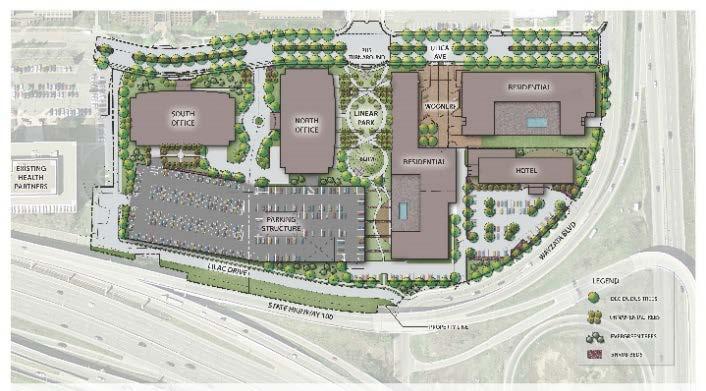 Central Park West (The West End final phases) Location: I-394 and Highway 100 Description: Five more buildings are proposed for construction at The West End at I-394 and Highway 100.