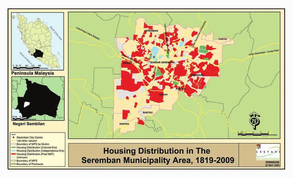 Seremban Municipality Area, 1819-2009 with 1km Buffer Zone Figure 6 shows the overall expansion