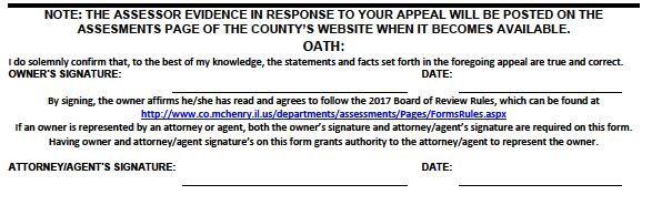 SAMPLE NOW YOU LL NEED TO SIGN THE FORM, ACKNOWLEDGING UNDER OATH THAT YOU VE READ THE 2017 Board of Review RULES, WHICH INCLUDE CHANGES FROM PREVIOUS YEARS.