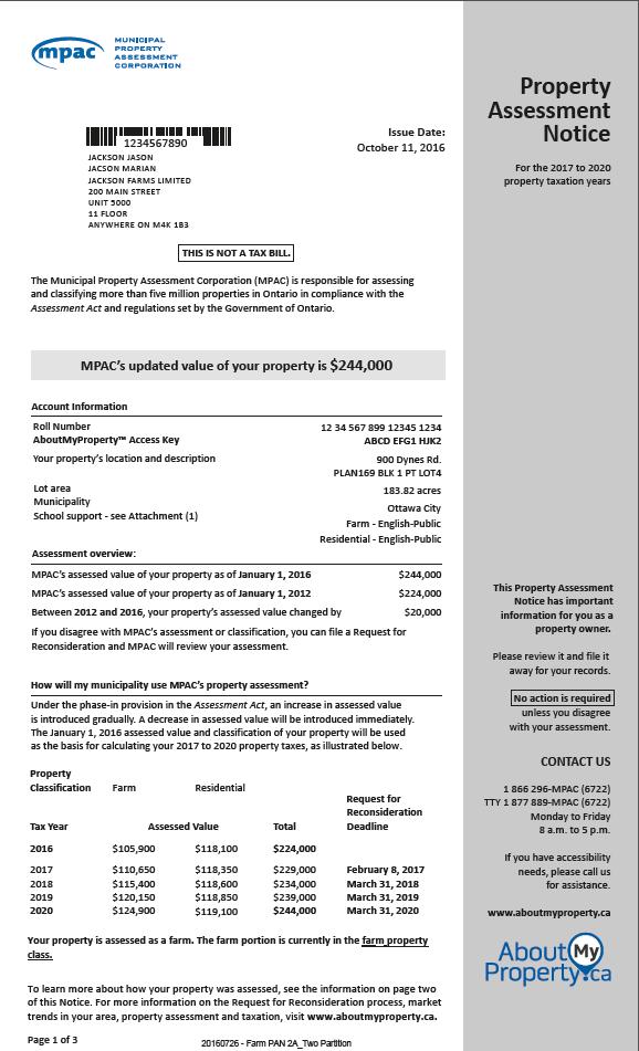 2016 PROPERTY ASSESSMENT NOTICE OVERVIEW Assessment Overview Assessed Value as of January 1, 2016 Assessed Value as of January 1, 2012 Change between 2012 and 2016 How will my municipality use MPAC s