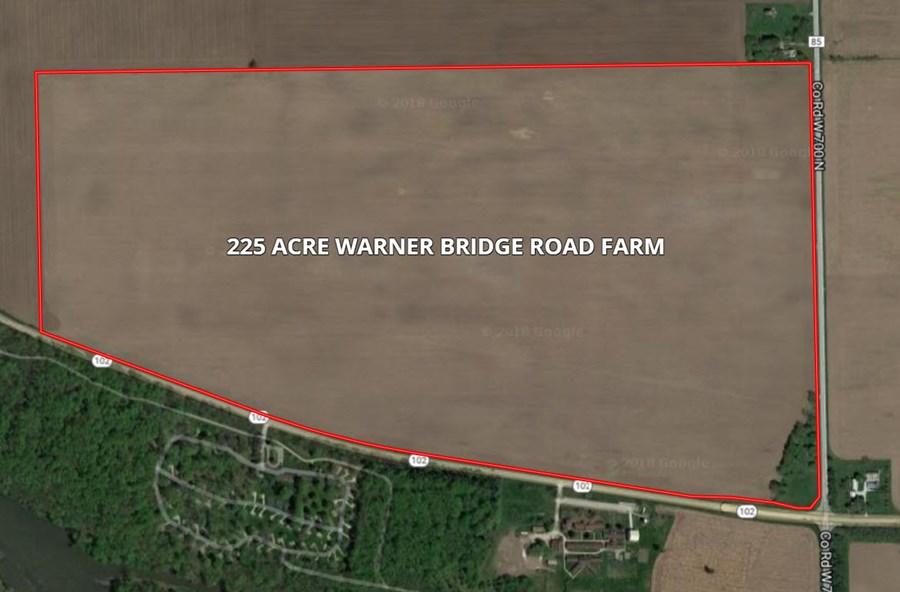 AERIAL MAP OF 225 ACRES ON WARNER BRIDGE ROAD