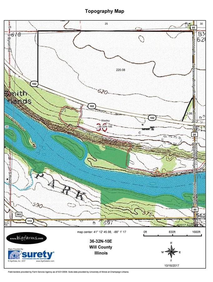 TOPOGRAPHICAL MAP OF 225 ACRE WESLEY