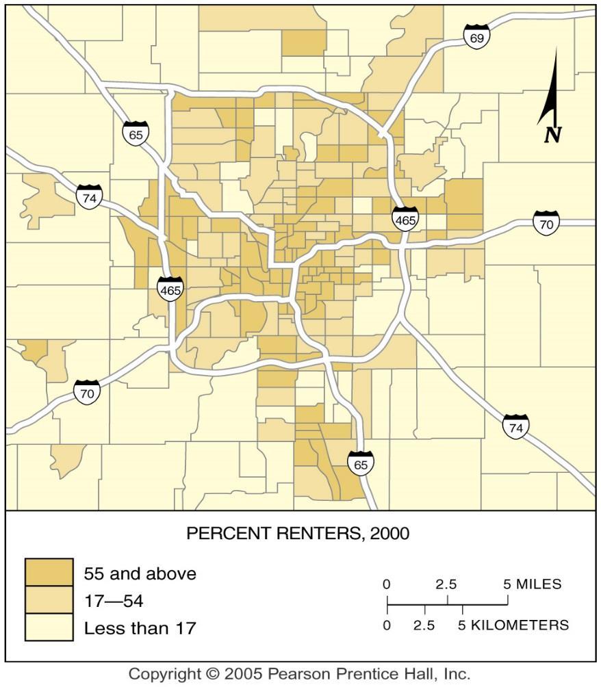 SOCIAL AREA ANALYSIS- INDIANAPOLIS: PERCENT RENTERS The