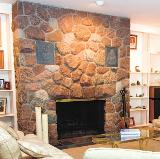 The fireplace has been constructed of local Precambrian granite and is considered one of a kind.