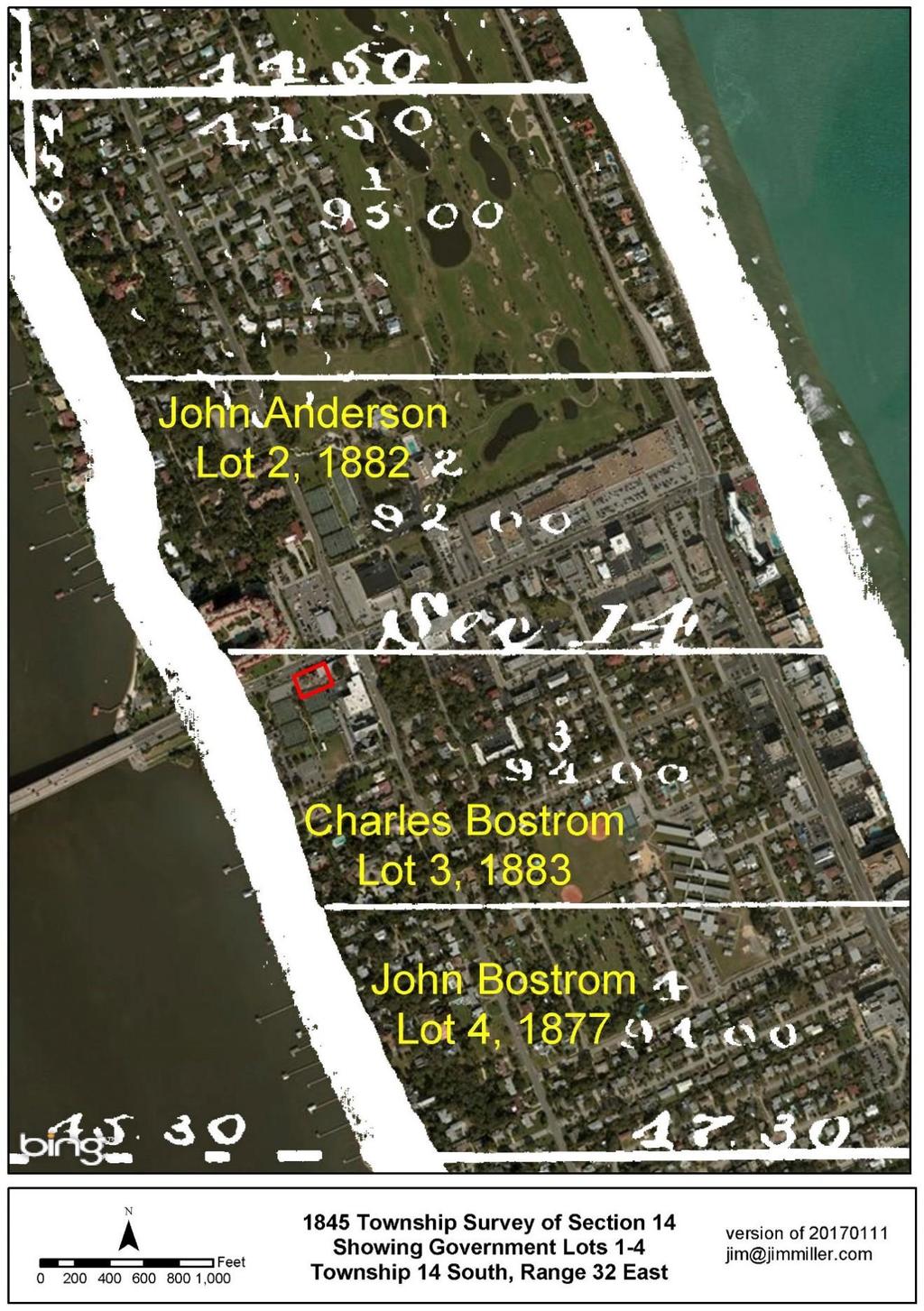 1845 US Government Survey of Township 14 S, Range 32 E,