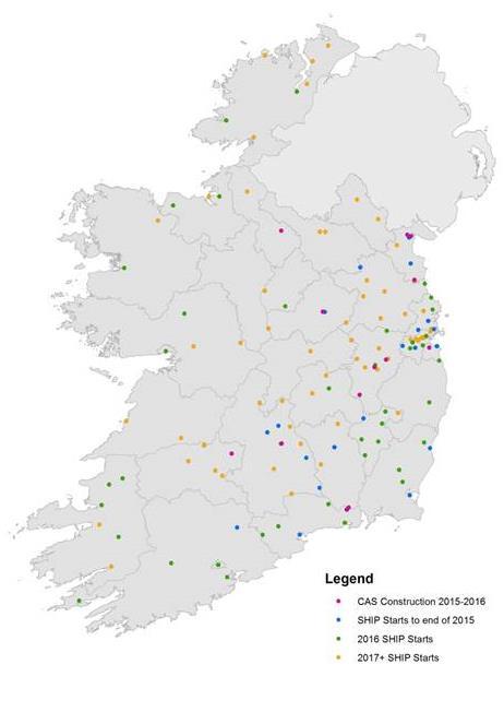 Map 2: Broad Locations of Local Authority (SHIP) and Approved Housing Body (CAS) New Build Projects to 2018 Actions under this Plan to improve the viability of residential construction and the