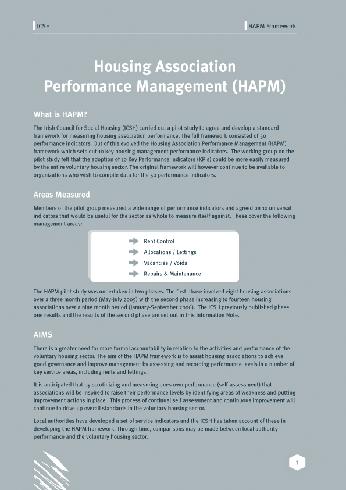 Guidance Notes for Housing Associations (c) Work of HAPM and Performance Standards What is HAPM?