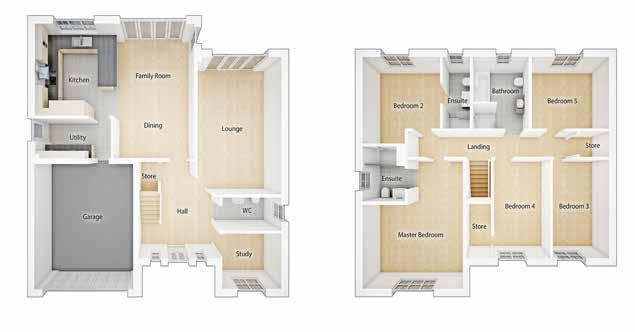 The Mayfair 5 Bedroom Detached with Large Integral Garage Approximate square footage: 1,905 sq ft The Balmoral 4 Bedroom Detached with Integral