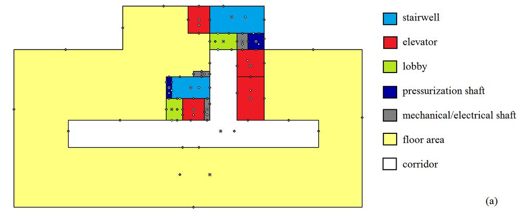 Figure 1. Floor plans of the building model (a)hotel floors (b) office floors Table 1. Air leakage data used in the model. Building component Air leakage data Source Exterior wall 0.
