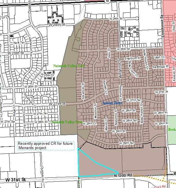 PC Staff Report 10/21/2013 Item No. 3B - 5 Today the neighborhood is very vacant. The 40 acres to the west is a vacant trailer park and the 40 acres to the east is vacant floodway.