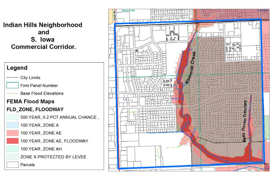 PC Staff Report 10/21/2013 Item No. 3B - 6 The graphic above shows the boundary of the neighborhood area and the existing regulatory floodplain.