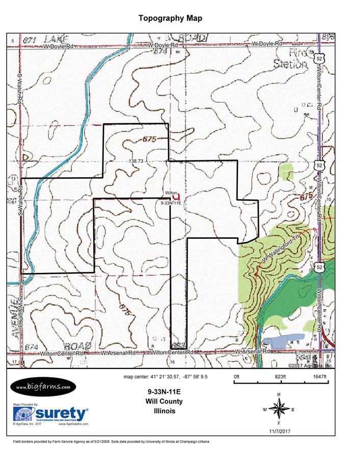 TOPOGRAPHICAL MAP OF 143 ACRE WILTON