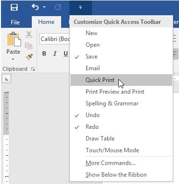 2.4 Quick Access Toolbar Mengandungi ikon-ikon menu yang digunakan untuk mempercepatkan arahan kerja berkaitan dokumen.