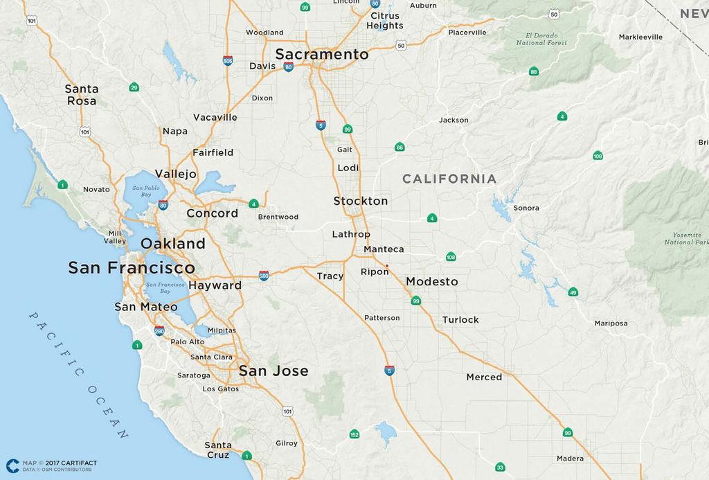 CALIFORNIA GROCERY-ANCHORED RETAIL CENTER LOCATION MAP SMF COLONY PLAZA OAK SFO SJC MAJOR AIRPORTS: OAKLAND INT L AIRPORT (OAK)