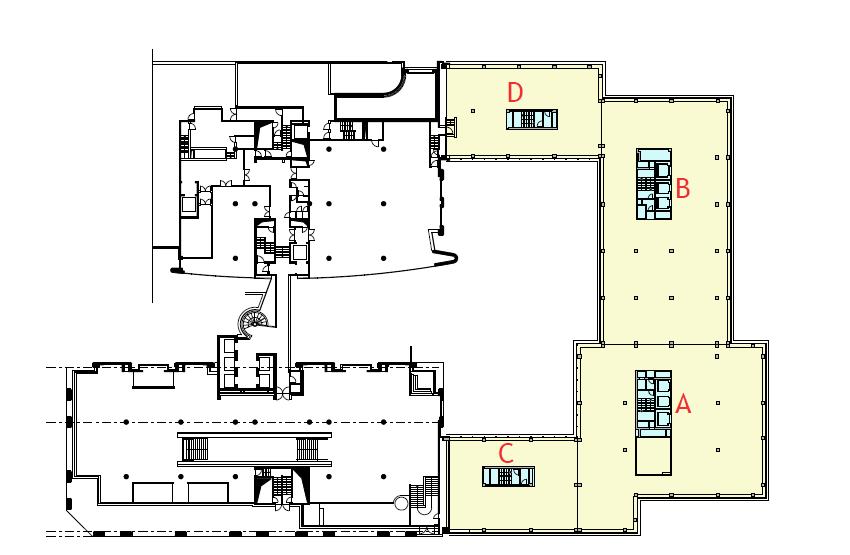 4. Office to Residential Programme 122 units 4 Entities (A/B/C/D) with one access through the central court Penthouses replacing technical rooms on rooftop.