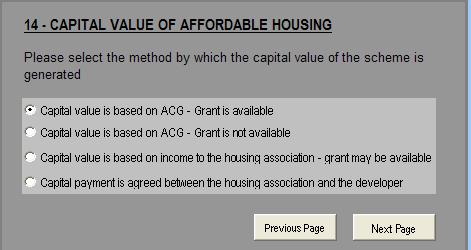 There are four options in the DAT for calculating the capital value of the affordable housing. These are described mathematically in Annex 4.