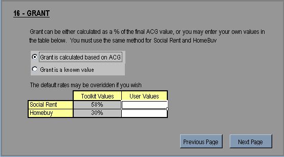In the above example, the user wants the DAT to calculate the amount of grant, on the basis of ACG.